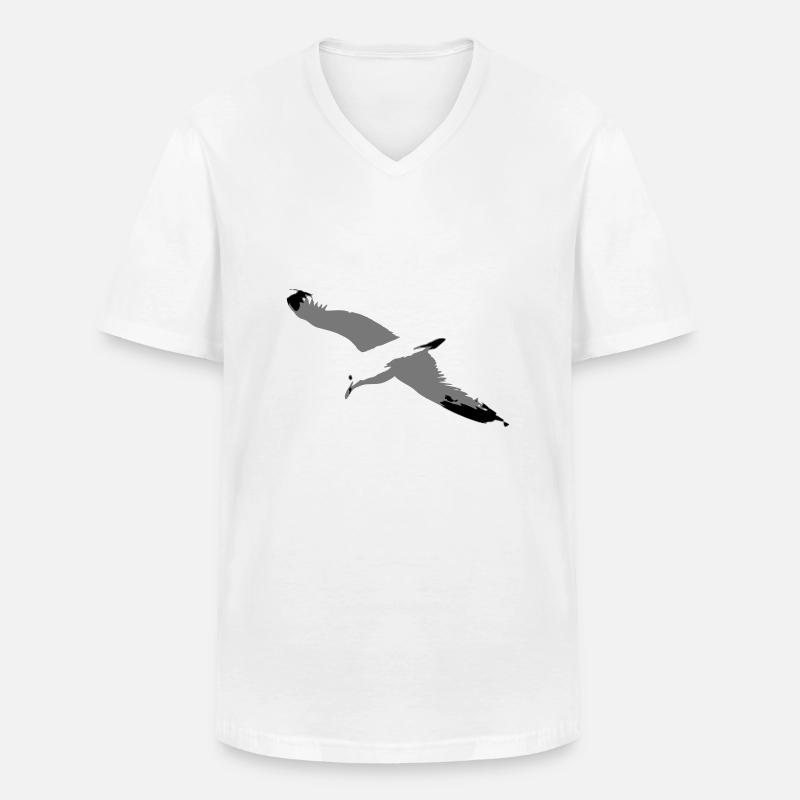 Möwe - Männer-T-Shirt mit V-Ausschnitt - Weiß