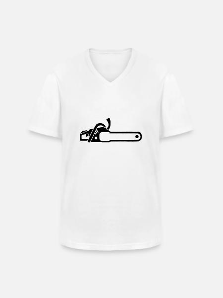 Chainsaw - Men's V-Neck T-Shirt - white