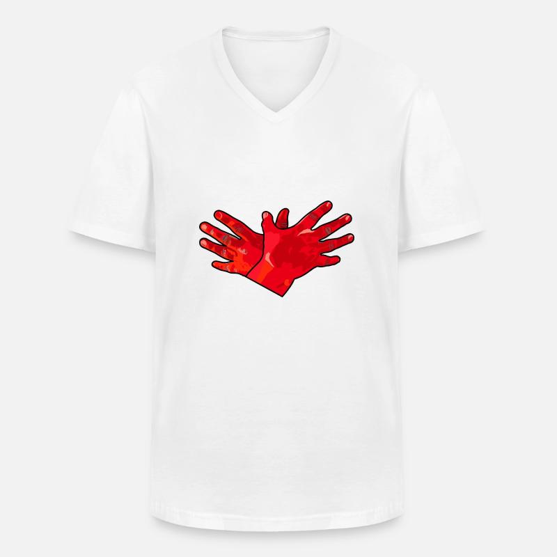 Shiponja, kuq e zi, Shiptar, Kosova, Durrt - Maglietta da uomo classica con scollo a V - bianco