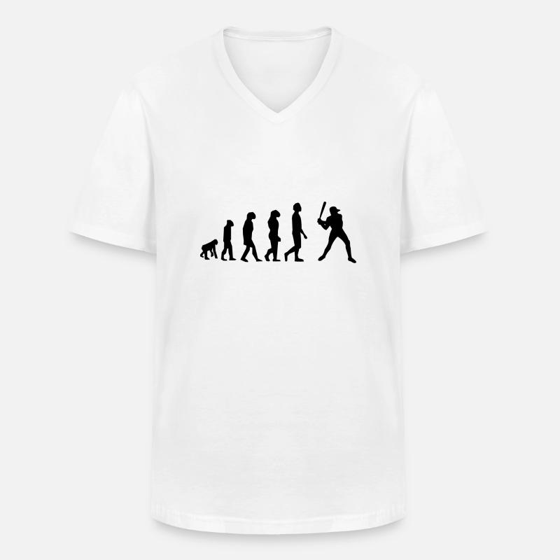 Baseball-Evolution - Männer-T-Shirt mit V-Ausschnitt - Weiß