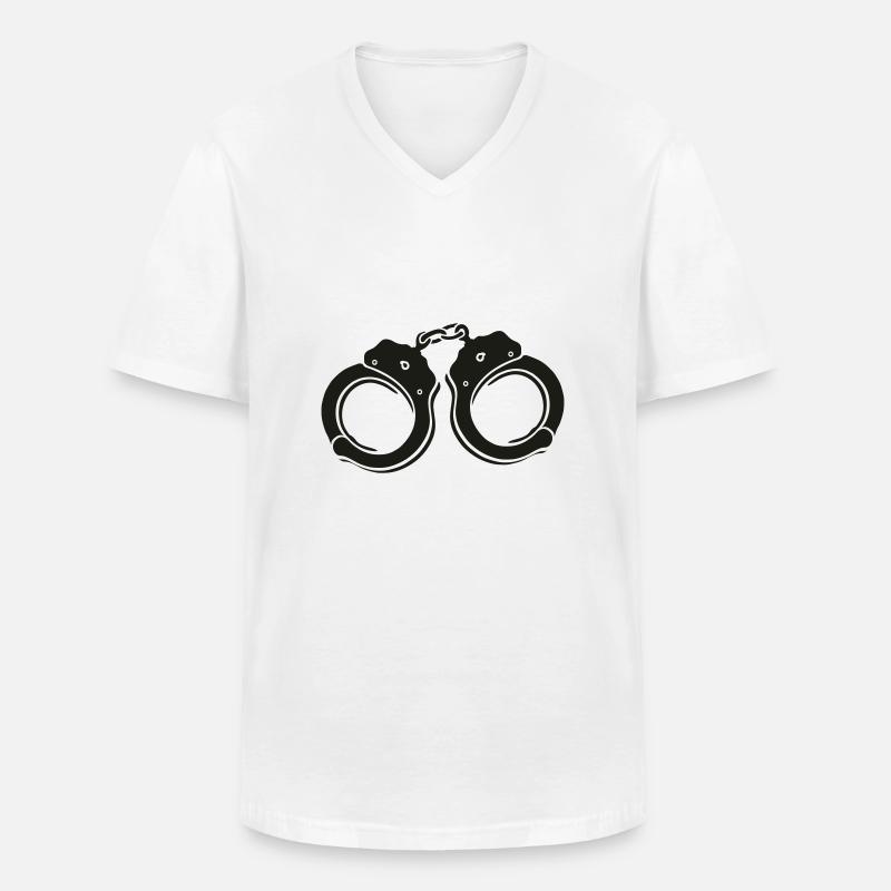 manette - Maglietta da uomo classica con scollo a V - bianco