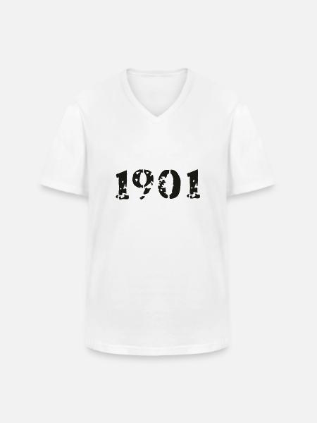 1901 - Männer-T-Shirt mit V-Ausschnitt - Weiß