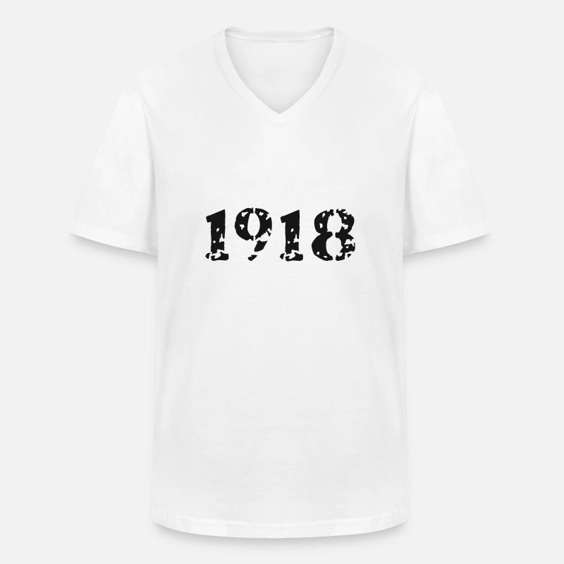 1918 - Männer-T-Shirt mit V-Ausschnitt - Weiß