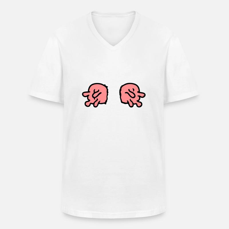 doppeltes Euter - Männer-T-Shirt mit V-Ausschnitt - Weiß