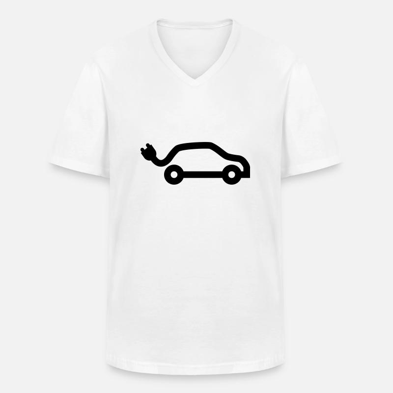 E-Car - Männer-T-Shirt mit V-Ausschnitt - Weiß