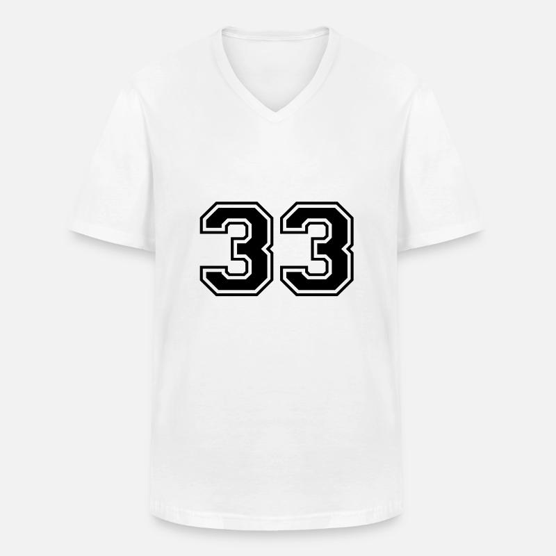 33 - Männer-T-Shirt mit V-Ausschnitt - Weiß