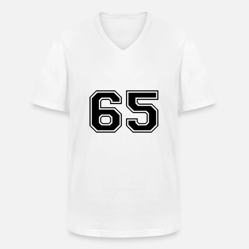 65 - Männer-T-Shirt mit V-Ausschnitt - Weiß