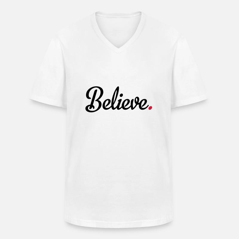 believe - Männer-T-Shirt mit V-Ausschnitt - Weiß