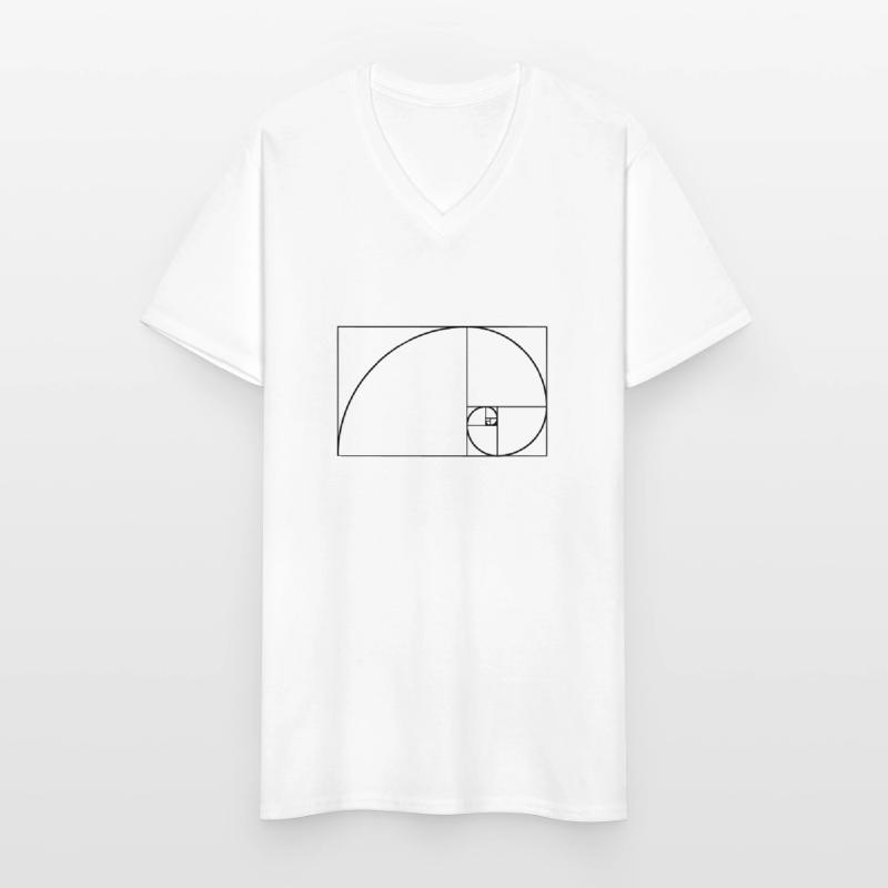 Spirale de Fibonacci, section doré, Phi, evolution T-shirt col V Homme