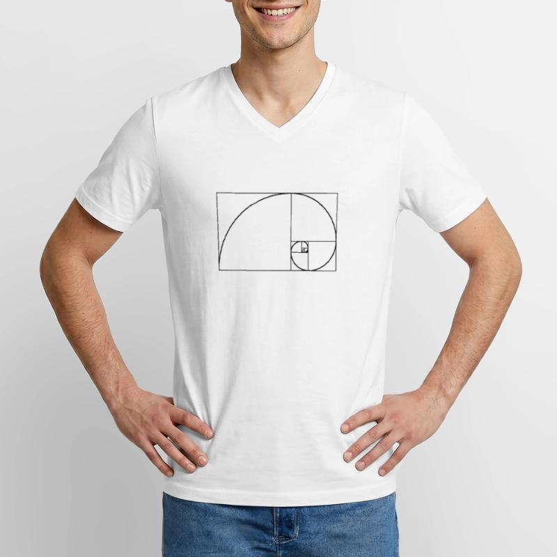 Spirale de Fibonacci, section doré, Phi, evolution T-shirt col V Homme