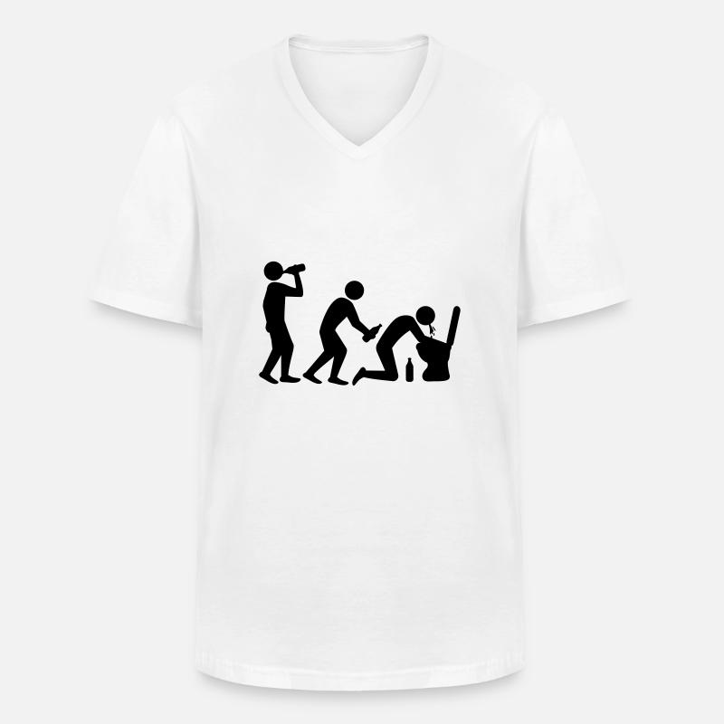 Drunken Evolution - Männer-T-Shirt mit V-Ausschnitt - Weiß