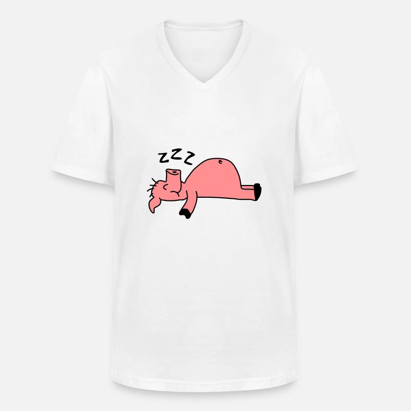 Sleeping Pig - Männer-T-Shirt mit V-Ausschnitt - Weiß