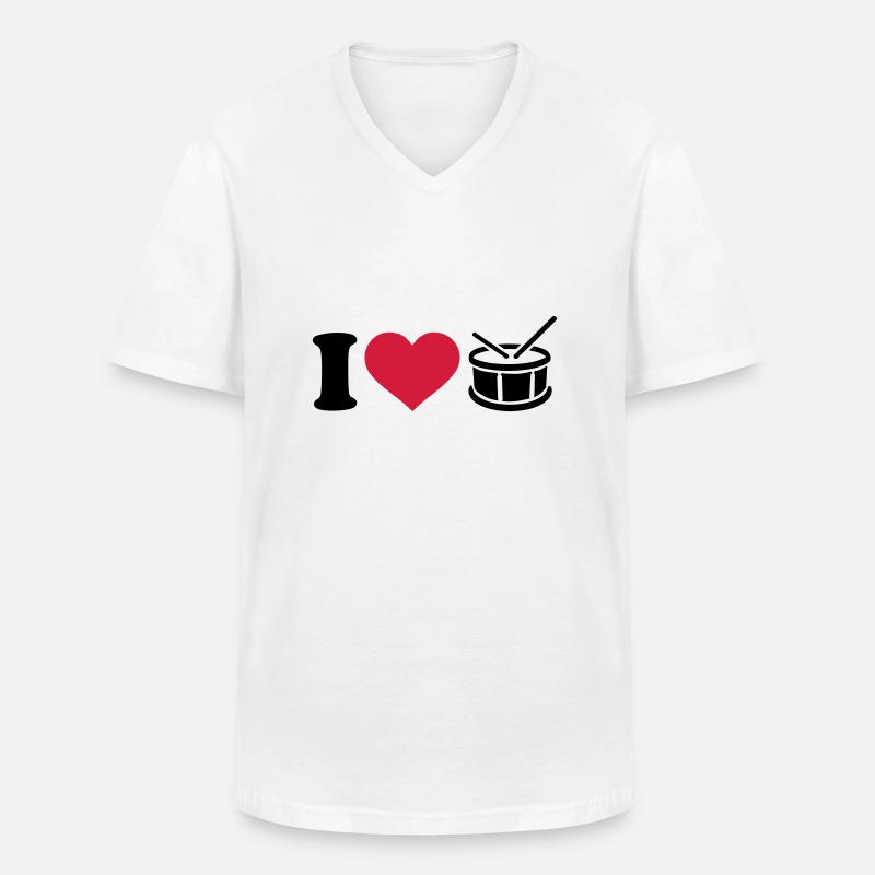 Trommel - Männer-T-Shirt mit V-Ausschnitt - Weiß