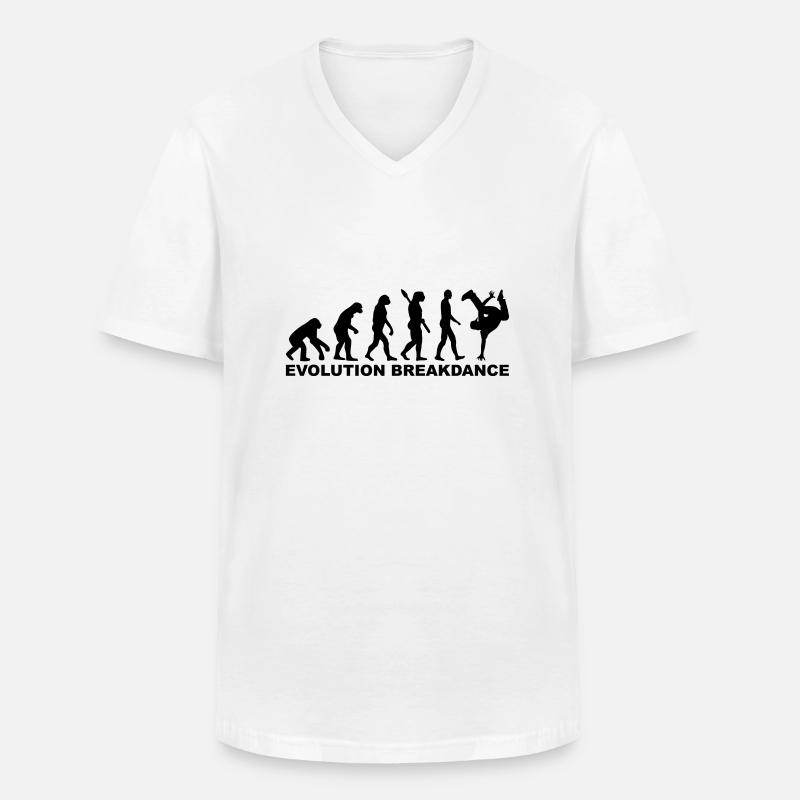 Evolution Breakdance - T-shirt col V Homme - blanc