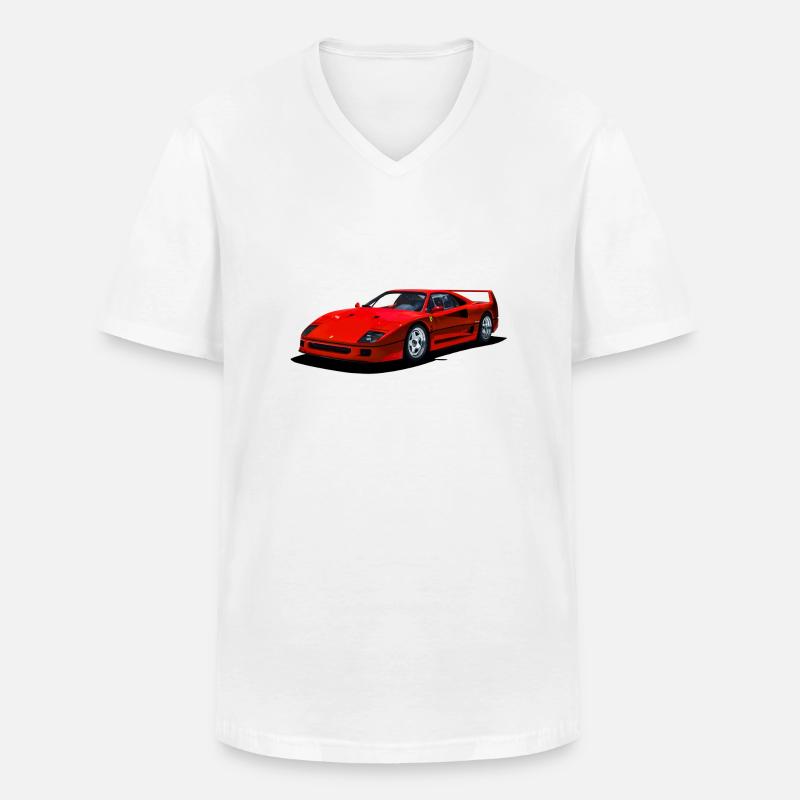 F40 - Männer-T-Shirt mit V-Ausschnitt - Weiß