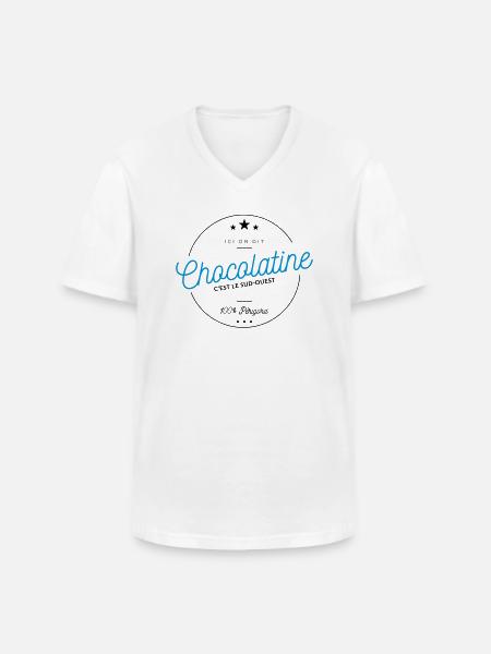 Chocolatine - T-shirt col V Homme - blanc