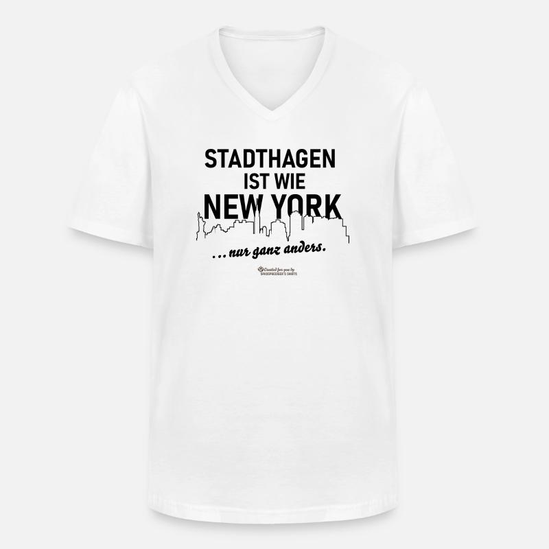 Stadthagen - Männer-T-Shirt mit V-Ausschnitt - Weiß