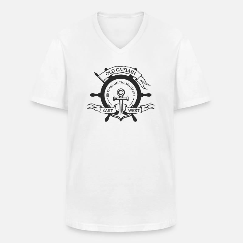 Fünfzig - Männer-T-Shirt mit V-Ausschnitt - Weiß