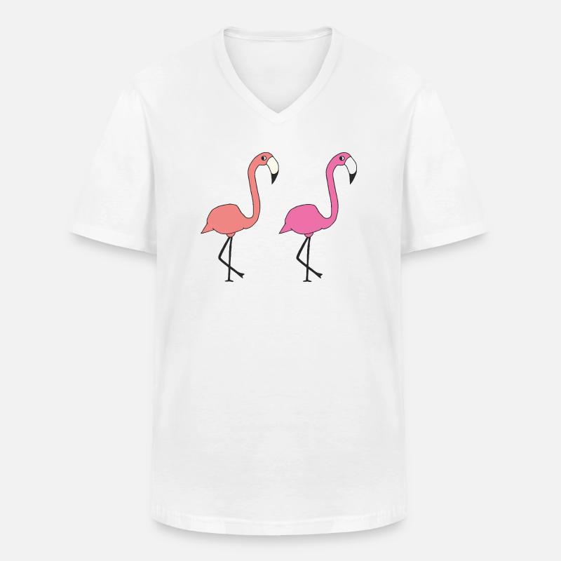 flamingo freunde - Männer-T-Shirt mit V-Ausschnitt - Weiß