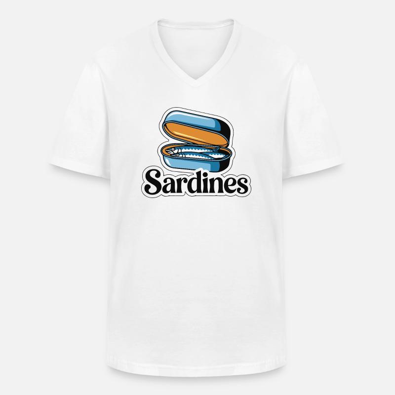 DOSENFUTTER - Männer-T-Shirt mit V-Ausschnitt - Weiß