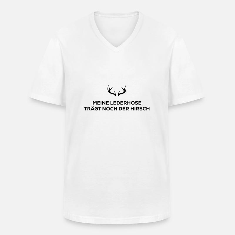 Lederhose - Männer-T-Shirt mit V-Ausschnitt - Weiß
