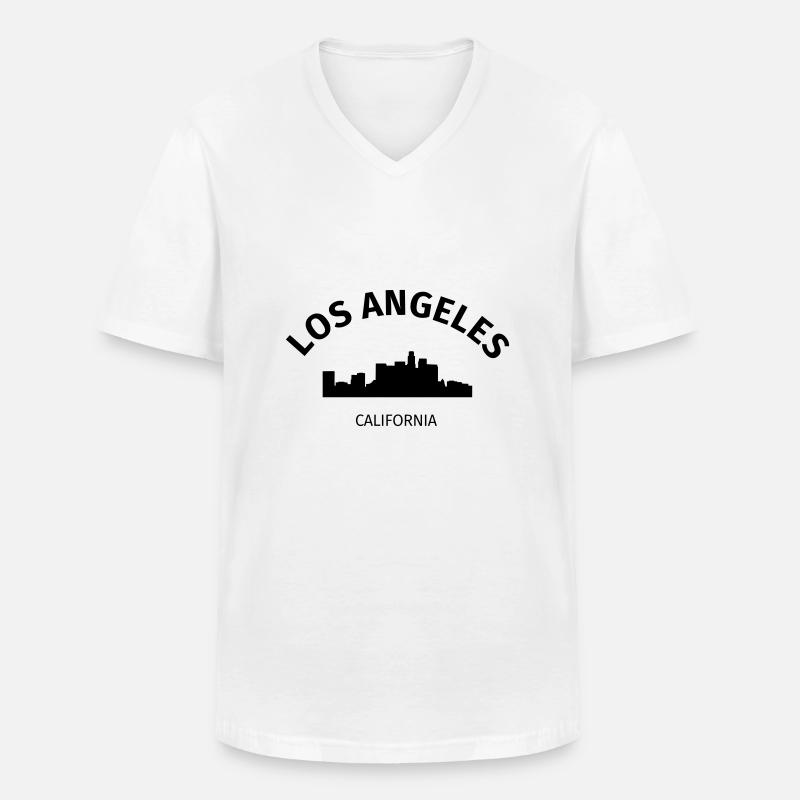 Los Angeles - T-shirt med V-ringning herr - vit