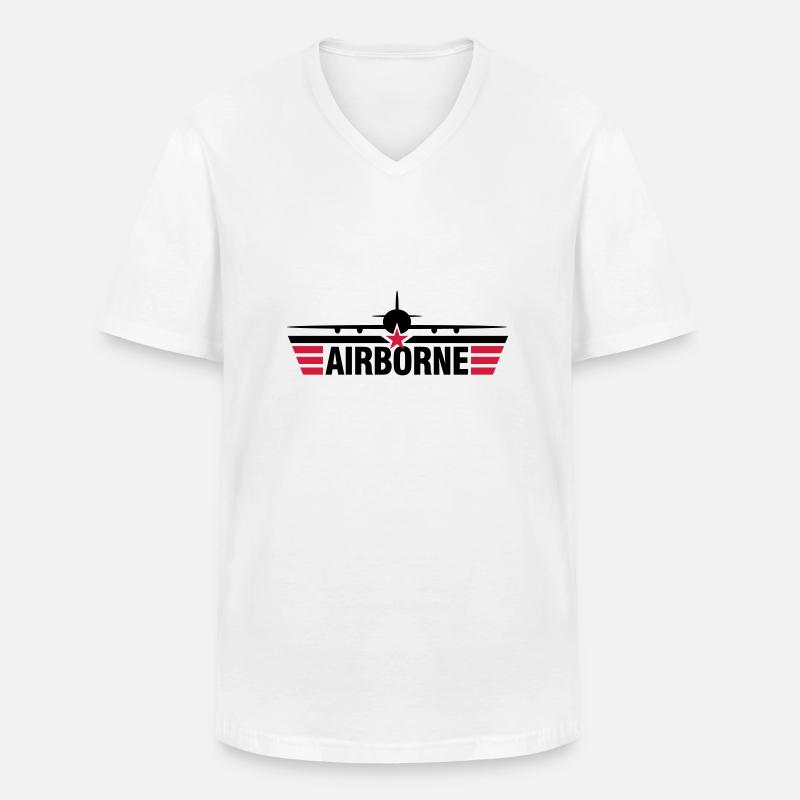 AIRBORNE - Männer-T-Shirt mit V-Ausschnitt - Weiß