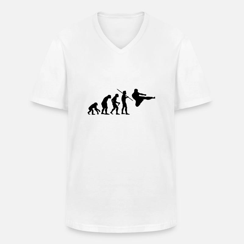 Evolution des Menschen - Kampfsport - Männer-T-Shirt mit V-Ausschnitt - Weiß