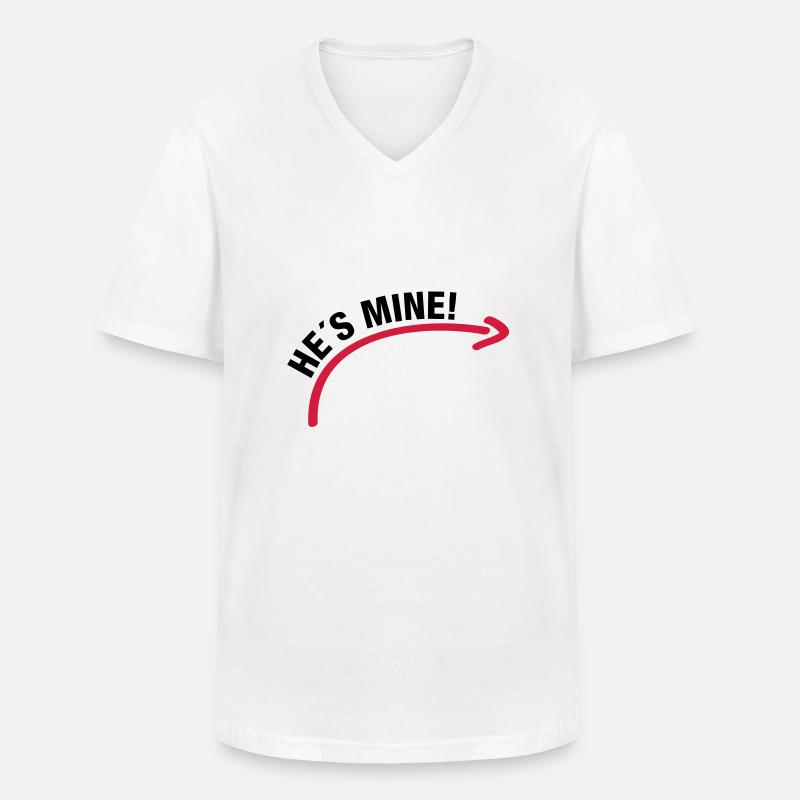 hes_mine_wq2 - Männer-T-Shirt mit V-Ausschnitt - Weiß