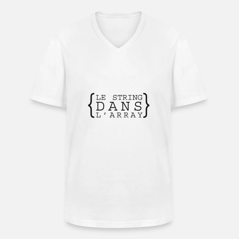 lestringdanslarray - T-shirt col V Homme - blanc