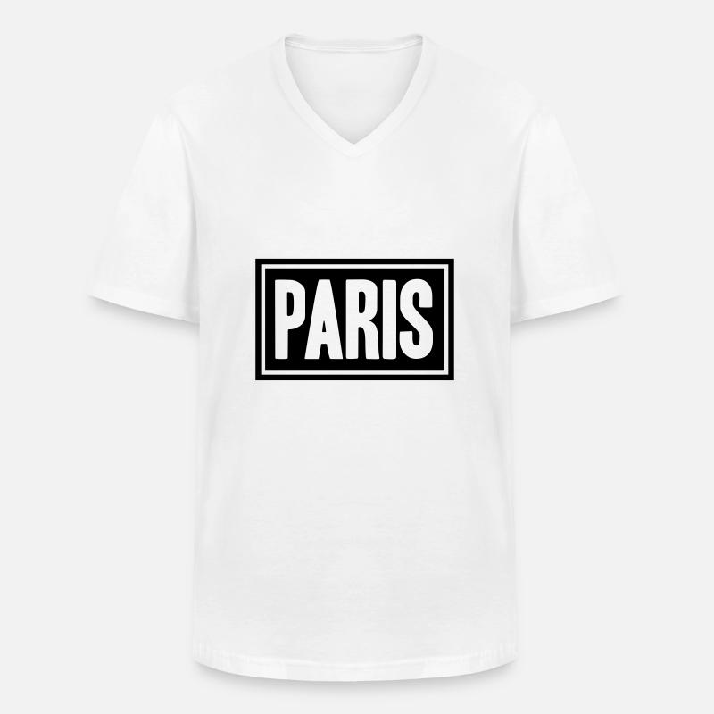 Paris Design - Männer-T-Shirt mit V-Ausschnitt - Weiß