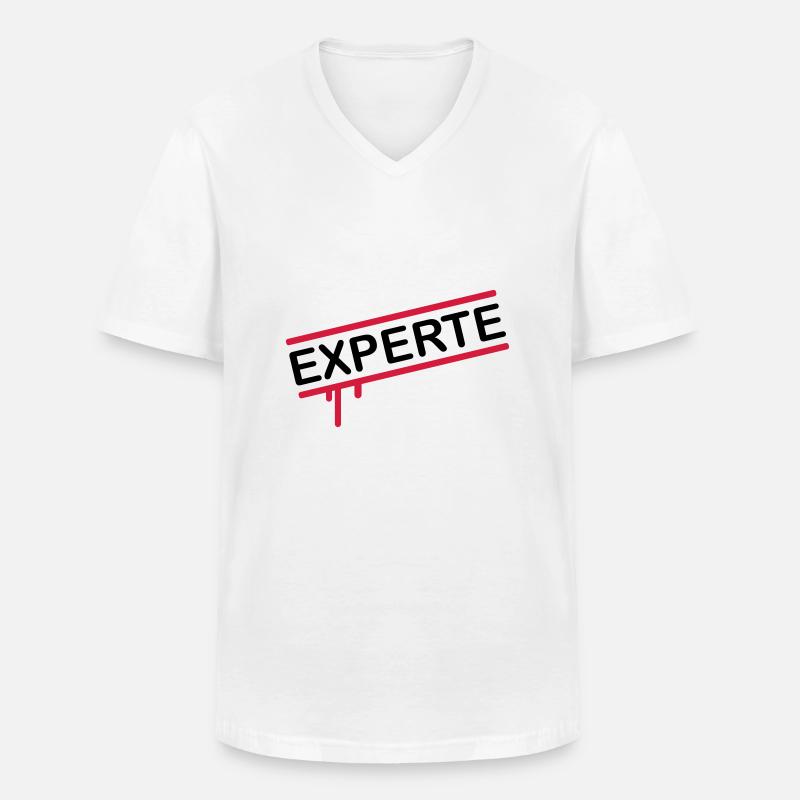 experte_1_f2 - Männer-T-Shirt mit V-Ausschnitt - Weiß