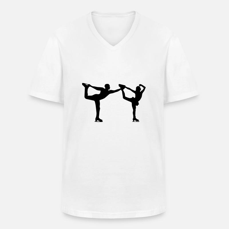 Eiskunstlauf - Männer-T-Shirt mit V-Ausschnitt - Weiß