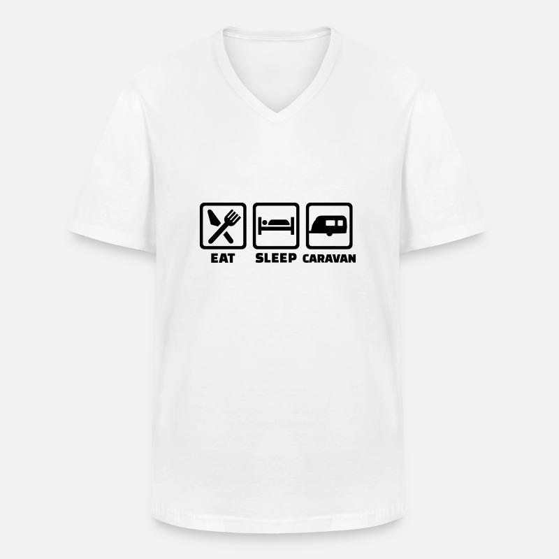 Caravan - Männer-T-Shirt mit V-Ausschnitt - Weiß