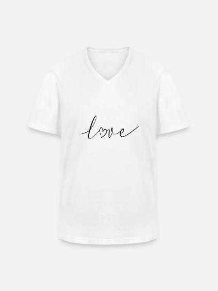 Amor amor letras caligrafía fuente - Camiseta con cuello de pico hombre - blanco