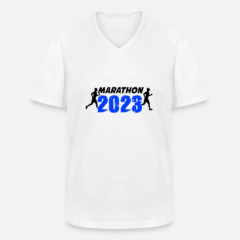 Marathon 2023 - Männer-T-Shirt mit V-Ausschnitt - Weiß
