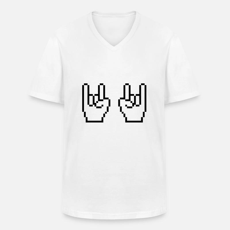 rock pixel hände - Männer-T-Shirt mit V-Ausschnitt - Weiß