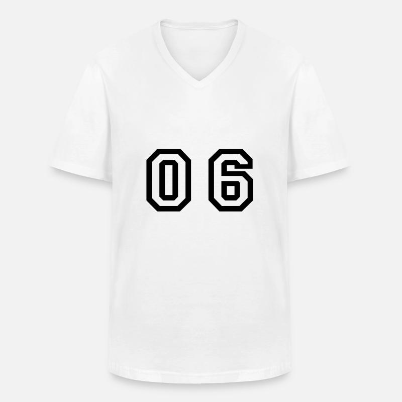 Nummer - 06 - Null Sechs - Männer-T-Shirt mit V-Ausschnitt - Weiß