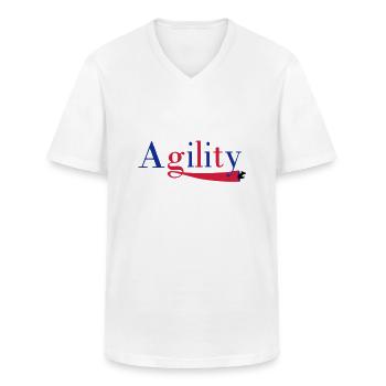 Agility tunnel - T-shirt col V Homme - blanc - Devant - AI Model Male 185 light (185cm)