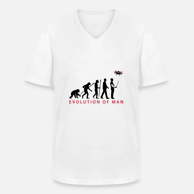 Evolution Modellflieger Drohne 4 Propeller - Männer-T-Shirt mit V-Ausschnitt - Weiß