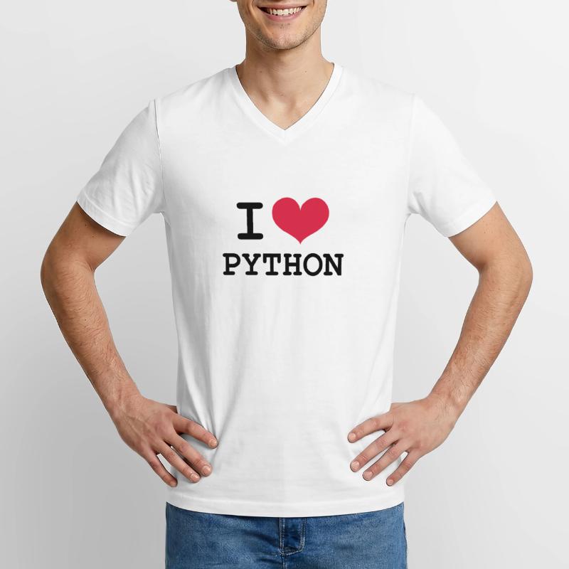 I Love Python [Developer / Geek] Men's V-Neck T-Shirt