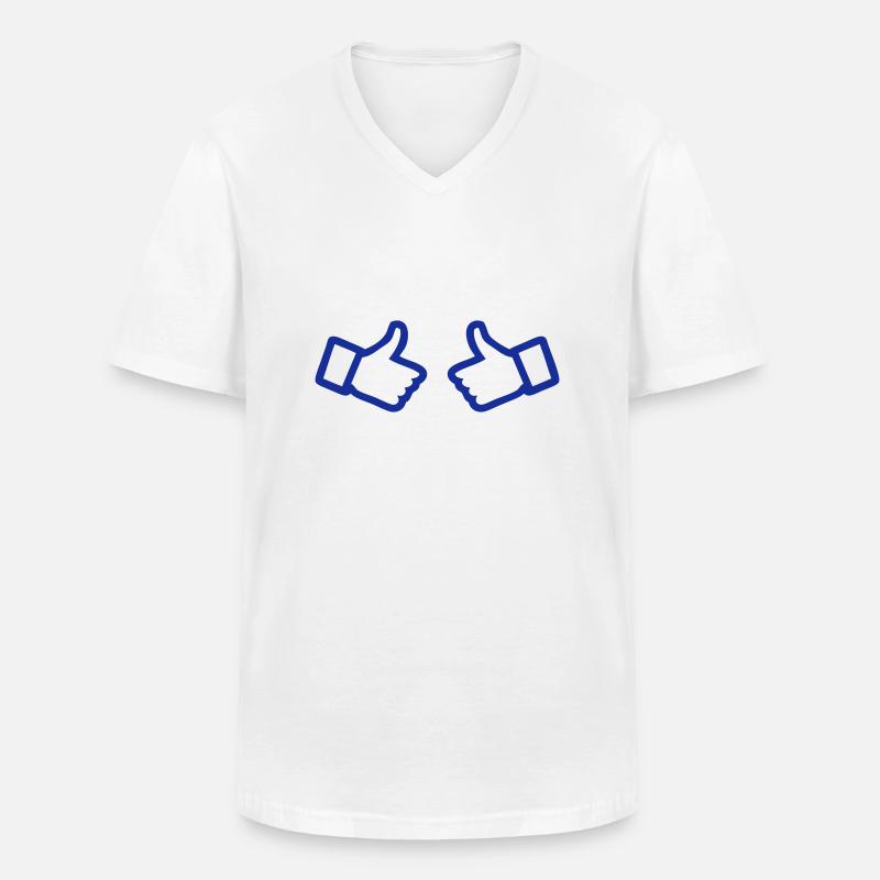 thumbs up - Männer-T-Shirt mit V-Ausschnitt - Weiß