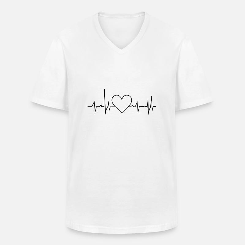 Herz Frequenz - Männer-T-Shirt mit V-Ausschnitt - Weiß
