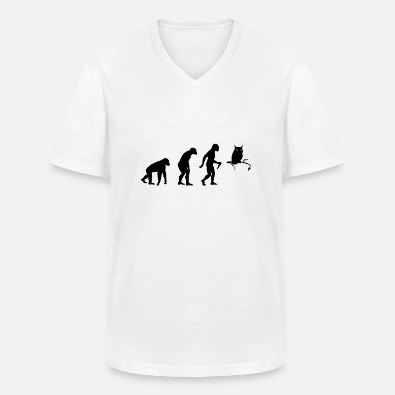 Owl Evolution - Männer-T-Shirt mit V-Ausschnitt - Weiß