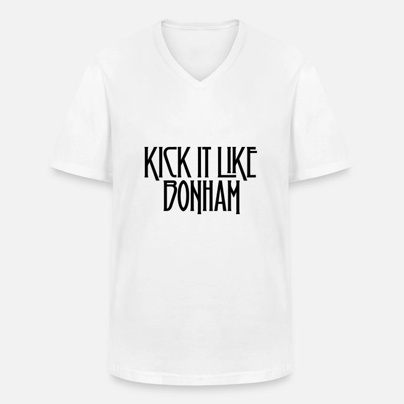 Kick it like Bonham - Männer-T-Shirt mit V-Ausschnitt - Weiß
