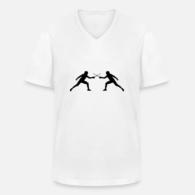 fechten_battle_fa1 - Männer-T-Shirt mit V-Ausschnitt - Weiß