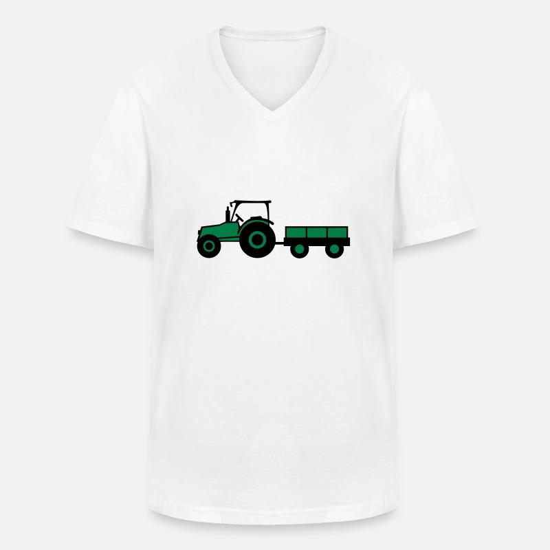 Tractor With Trailer - Männer-T-Shirt mit V-Ausschnitt - Weiß