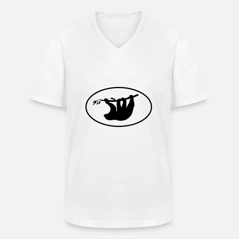 faultier - Männer-T-Shirt mit V-Ausschnitt - Weiß