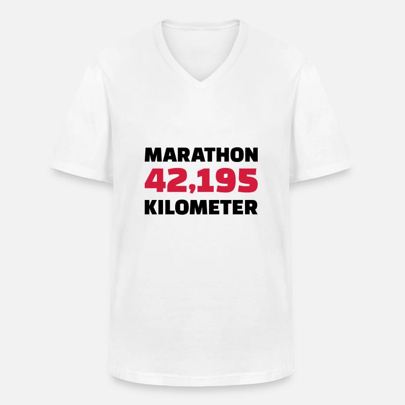 Marathon - Männer-T-Shirt mit V-Ausschnitt - Weiß