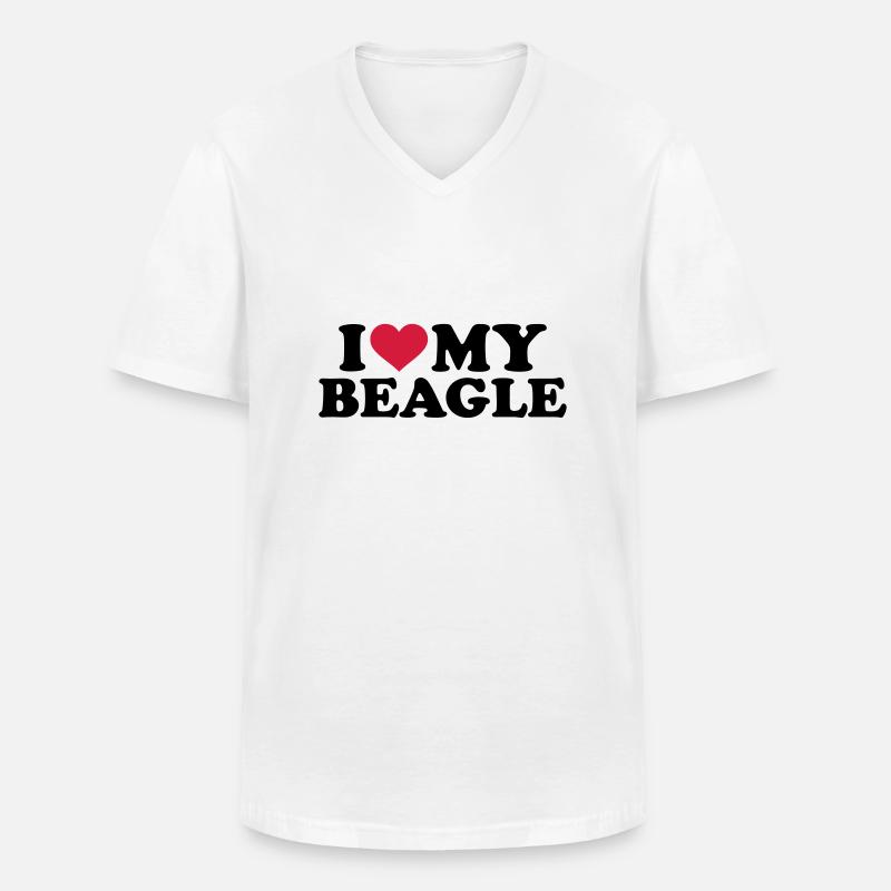 Beagle - Männer-T-Shirt mit V-Ausschnitt - Weiß